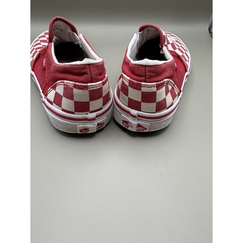 Vans Classic Slip-On Red White Checkerboard Canvas Skate Shoes Unisex-Women's 7 - Picture 3 of 5